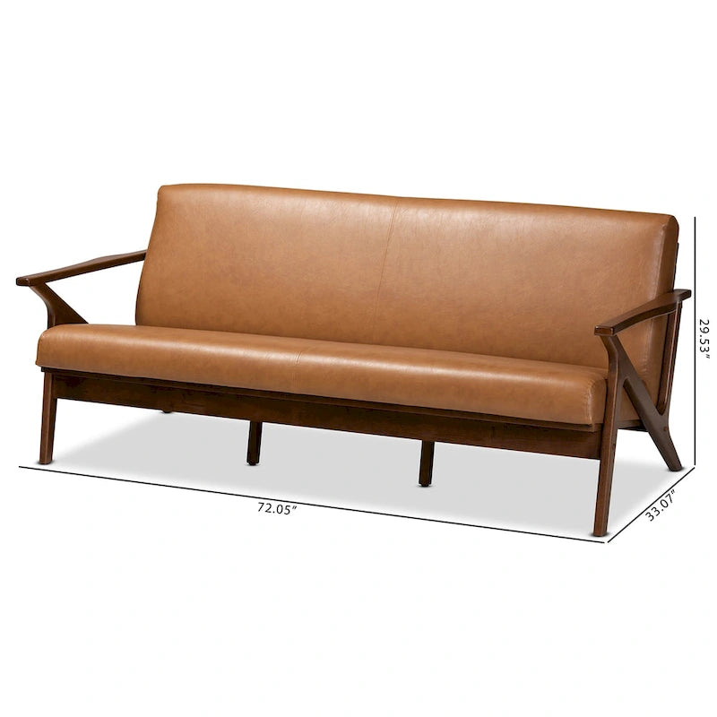 Bianca Sofa im Mid-Century Modern Stil aus Holz und Kunstleder