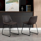 Moderne Esszimmerstühle aus Kunstleder mit Metallrahmen (2er-Set) – 61 cm H x 37 cm B x 53 cm T