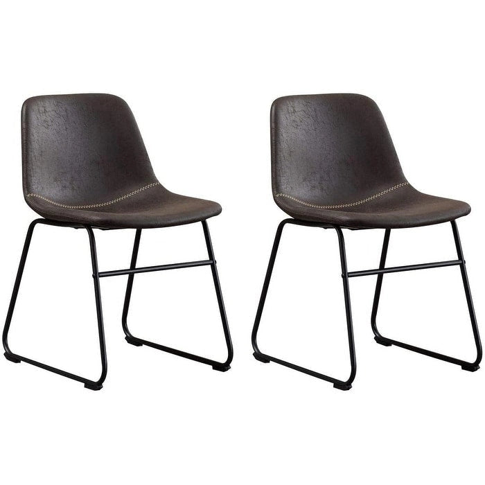 Moderne Esszimmerstühle aus Kunstleder mit Metallrahmen (2er-Set) – 61 cm H x 37 cm B x 53 cm T