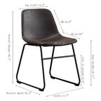 Moderne Esszimmerstühle aus Kunstleder mit Metallrahmen (2er-Set) – 61 cm H x 37 cm B x 53 cm T