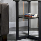 Beistelltisch aus Massivholz, rund, 2 Ebenen, Nachttisch – 19'3 x 24