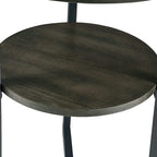 Beistelltisch aus Massivholz, rund, 2 Ebenen, Nachttisch – 19'3 x 24