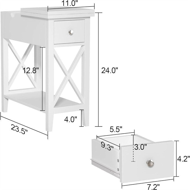 Material Klappbarer Beistelltisch, schmale Seite – 27,9 cm T x 59,7 cm B x 61 cm H