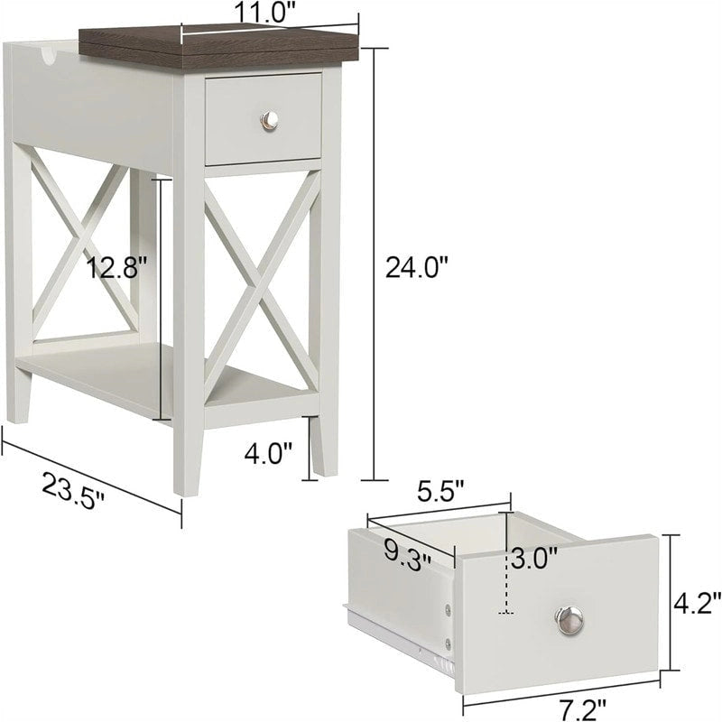 Material Klappbarer Beistelltisch, schmale Seite – 27,9 cm T x 59,7 cm B x 61 cm H