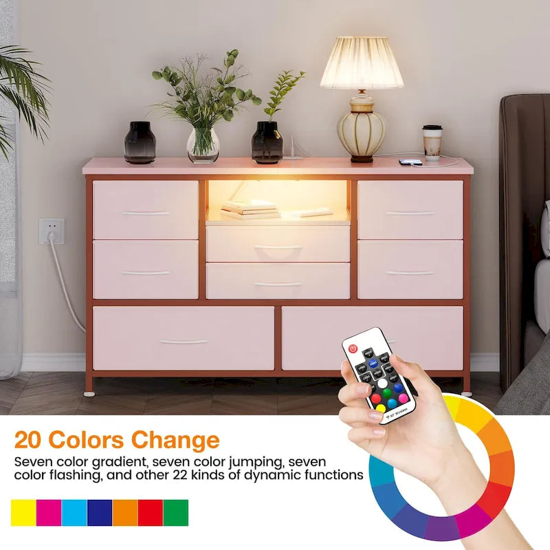 Kommode TV-Ständer mit Steckdose & LED-Beleuchtung
