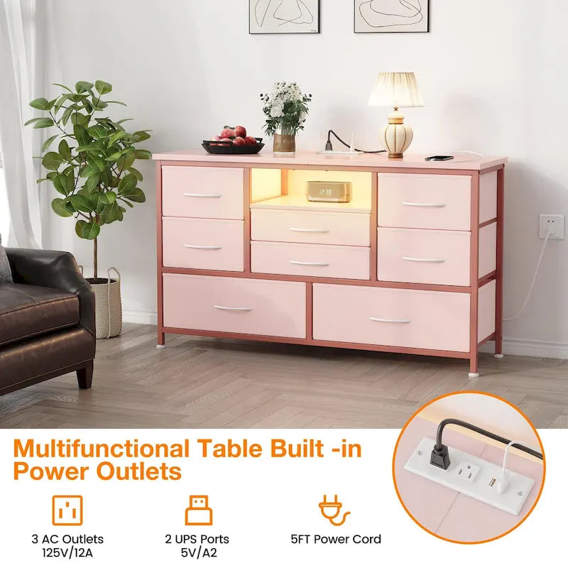 Kommode TV-Ständer mit Steckdose & LED-Beleuchtung