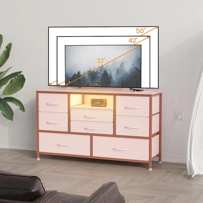 Kommode TV-Ständer mit Steckdose & LED-Beleuchtung
