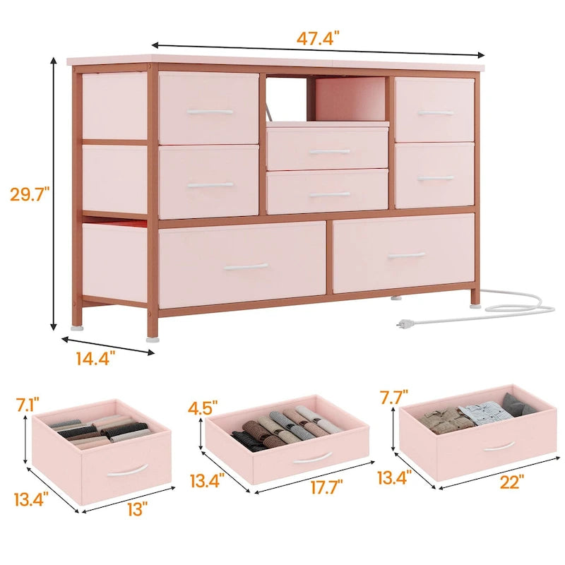 Kommode TV-Ständer mit Steckdose & LED-Beleuchtung