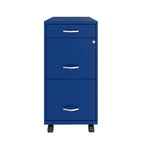 Space Solutions 18 tiefer mobiler Aktenschrank mit 3 Schubladen, klassisches Blau