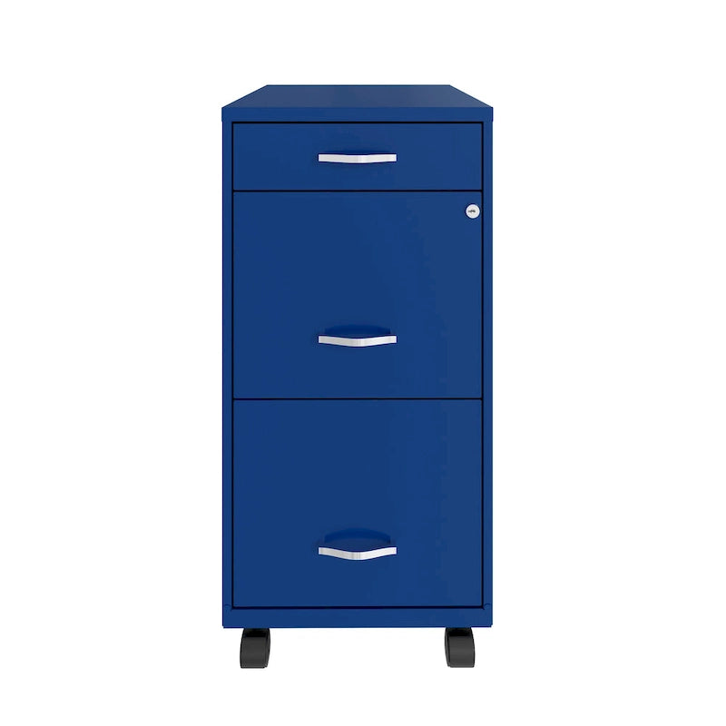 Space Solutions 18 tiefer mobiler Aktenschrank mit 3 Schubladen, klassisches Blau
