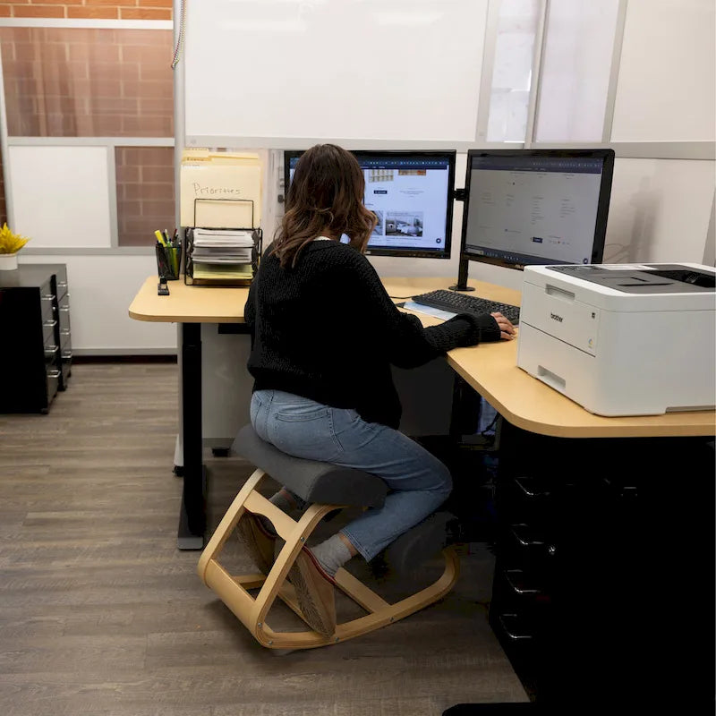 Ergonomic Kneeling Chair, Posture Support Comfortable Padded Office Chair, Angled Rocking Stool