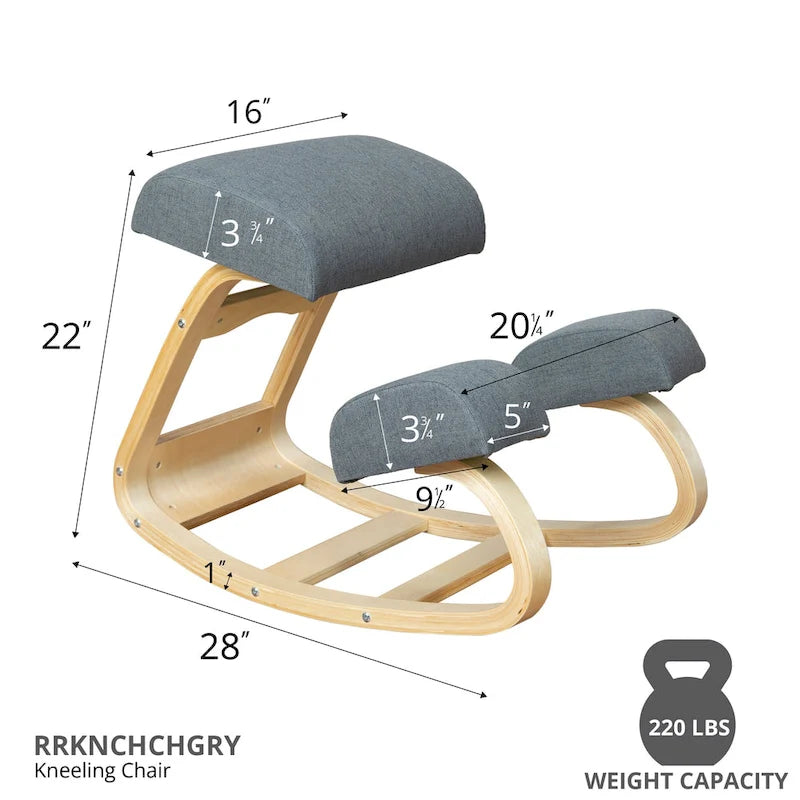 Ergonomischer Kniestuhl, bequemer, gepolsterter Bürostuhl zur Haltungsunterstützung, angewinkelter Schaukelhocker