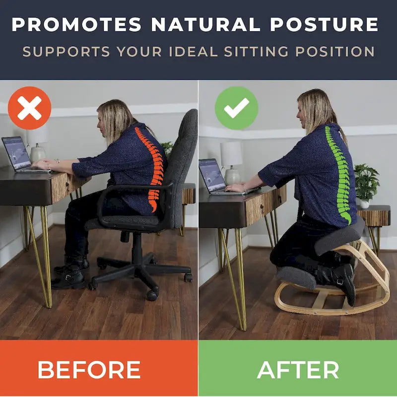 Ergonomischer Kniestuhl, bequemer, gepolsterter Bürostuhl zur Haltungsunterstützung, angewinkelter Schaukelhocker