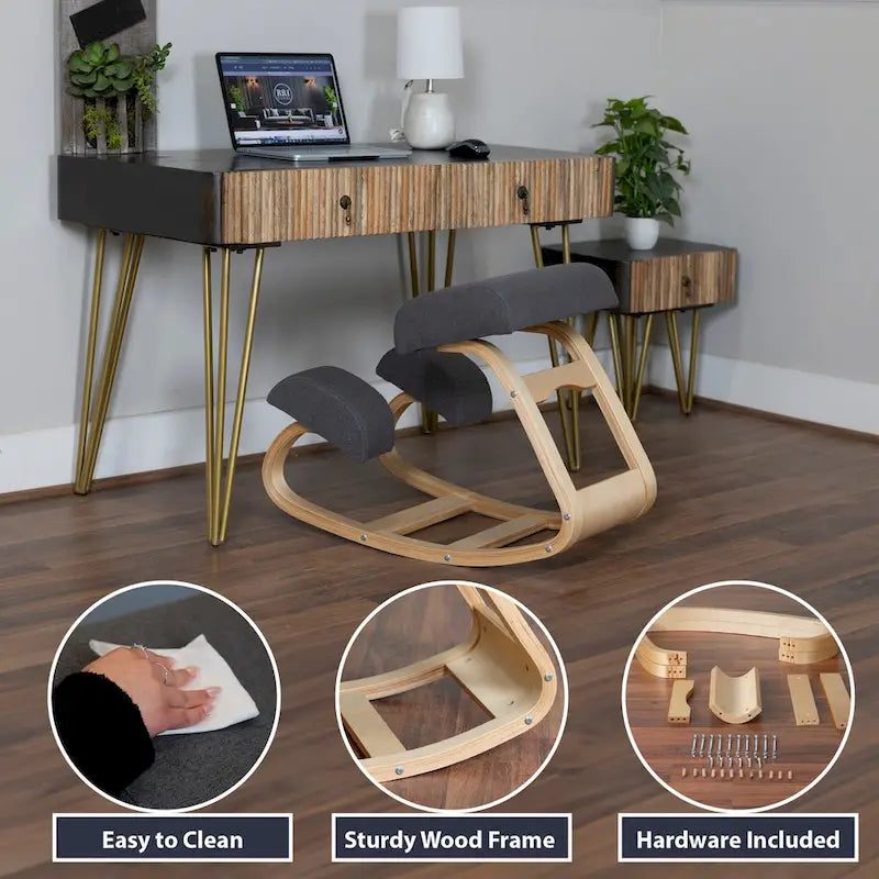 Ergonomischer Kniestuhl, bequemer, gepolsterter Bürostuhl zur Haltungsunterstützung, angewinkelter Schaukelhocker