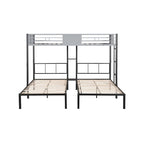 Dreifach-Etagenbett mit Belüftungsplatte/ stabiler Metallrahmen/ geräuschfreie Holzlattenroste/ in drei Betten teilbar/ kein Boxspring erforderlich