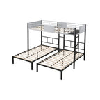 Dreifach-Etagenbett mit Belüftungsplatte/ stabiler Metallrahmen/ geräuschfreie Holzlattenroste/ in drei Betten teilbar/ kein Boxspring erforderlich
