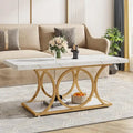 47,24 Zoll Rechteckiger Couchtisch, 2-stufige moderne Couchtische in Marmoroptik