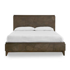 Dee Mahagoni-Holz niedriges Queen-Bett, geometrisch Haferbraun