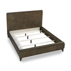 Dee Mahagoni-Holz niedriges Queen-Bett, geometrisch Haferbraun