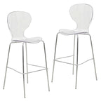 Acrylic Barstool with Steel Frame in Chrome Finish Oyster Series Set of 2