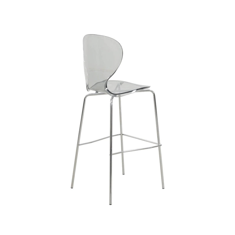 Acryl-Barhocker mit Stahlrahmen in Chromoptik, Oyster Serie, 2er-Set