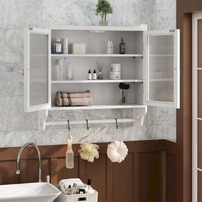 Glass-Wandschrank mit drei Ablagefächern