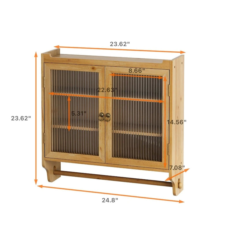 Glass-Wandschrank mit drei Ablagefächern