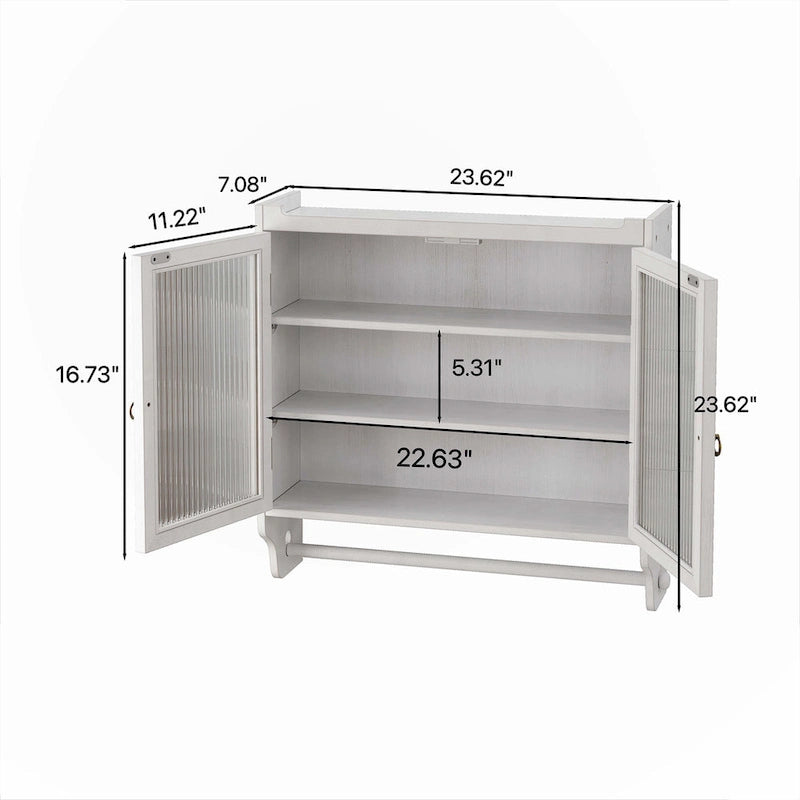 Glass-Wandschrank mit drei Ablagefächern