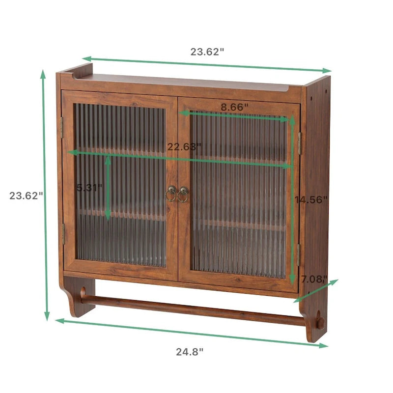 Glass-Wandschrank mit drei Ablagefächern