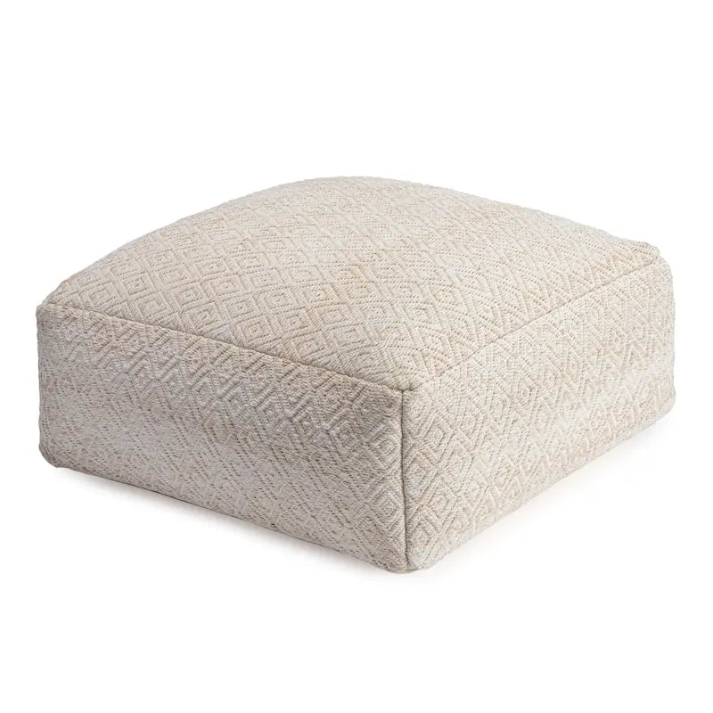 Jani Willamette 86 cm Beigefarbener Quadratischer Übergroßer Pouf-Hocker - Stylische Fußablage für Wohnzimmer, Schlafzimmer