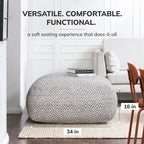 Jani Willamette 86 cm Beigefarbener Quadratischer Übergroßer Pouf-Hocker - Stylische Fußablage für Wohnzimmer, Schlafzimmer