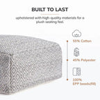 Jani Willamette 86 cm Beigefarbener Quadratischer Übergroßer Pouf-Hocker - Stylische Fußablage für Wohnzimmer, Schlafzimmer