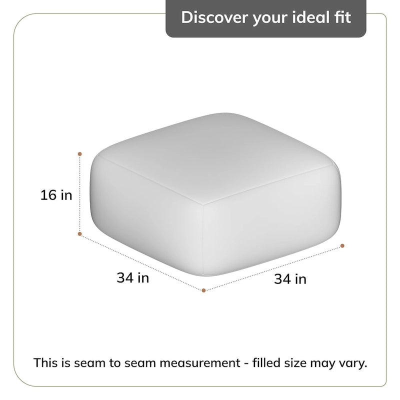 Jani Willamette 86 cm Beigefarbener Quadratischer Übergroßer Pouf-Hocker - Stylische Fußablage für Wohnzimmer, Schlafzimmer
