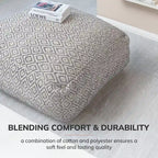 Jani Willamette 86 cm Beigefarbener Quadratischer Übergroßer Pouf-Hocker - Stylische Fußablage für Wohnzimmer, Schlafzimmer
