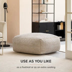 Jani Willamette 86 cm Beigefarbener Quadratischer Übergroßer Pouf-Hocker - Stylische Fußablage für Wohnzimmer, Schlafzimmer