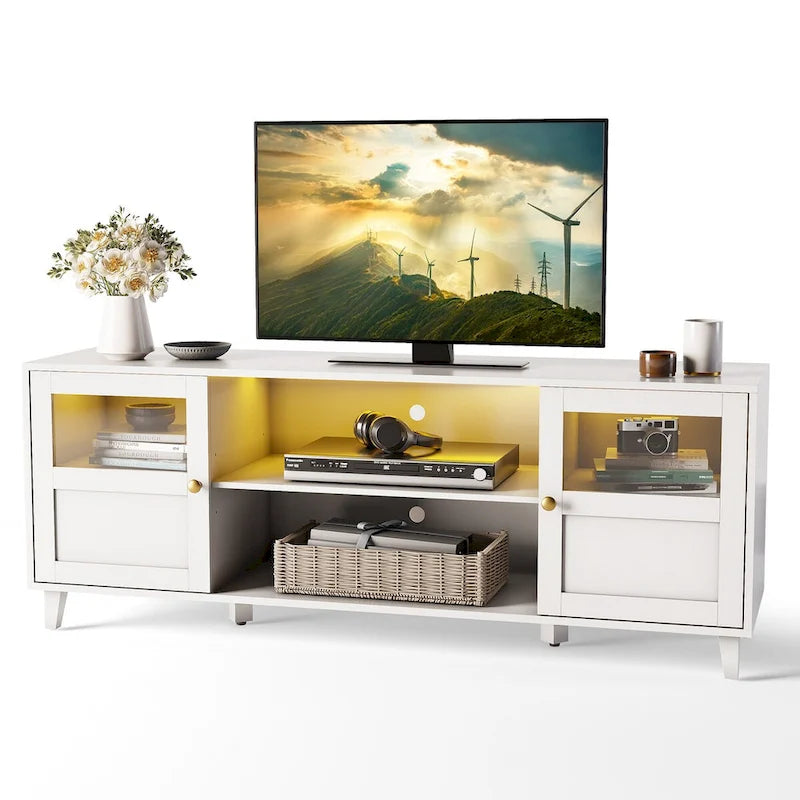 LED TV-Schrank Beleuchtete Medienkonsole, Entertainment-Möbel mit Stauraum – 151,6 cm breit