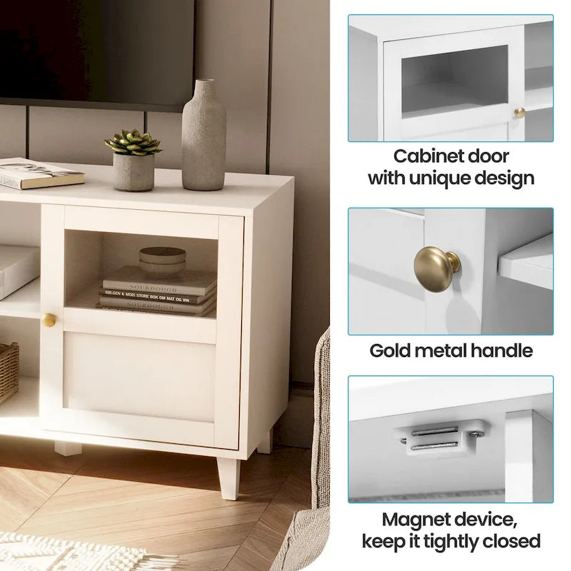LED TV-Schrank Beleuchtete Medienkonsole, Entertainment-Möbel mit Stauraum – 151,6 cm breit