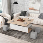 5-teiliges Couchtisch-Set mit aufklappbarer Tischplatte und Stauraum, umwandelbar zum Esstisch