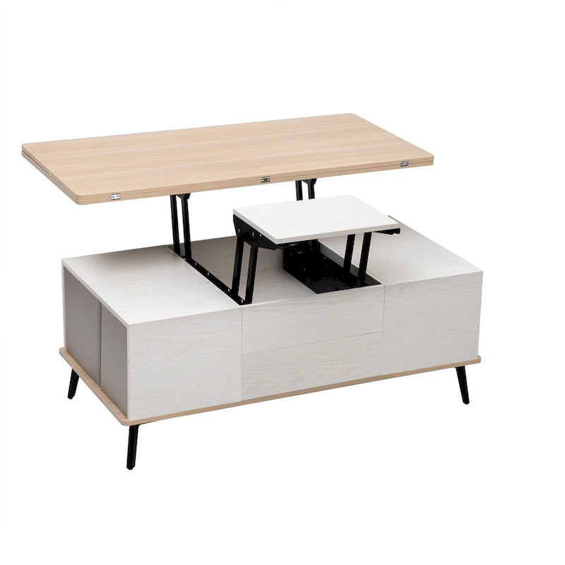 5-teiliges Couchtisch-Set mit aufklappbarer Tischplatte und Stauraum, umwandelbar zum Esstisch