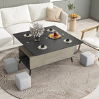 5-teiliges Couchtisch-Set mit aufklappbarer Tischplatte und Stauraum, umwandelbar zum Esstisch