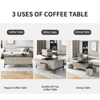 5-teiliges Couchtisch-Set mit aufklappbarer Tischplatte und Stauraum, umwandelbar zum Esstisch