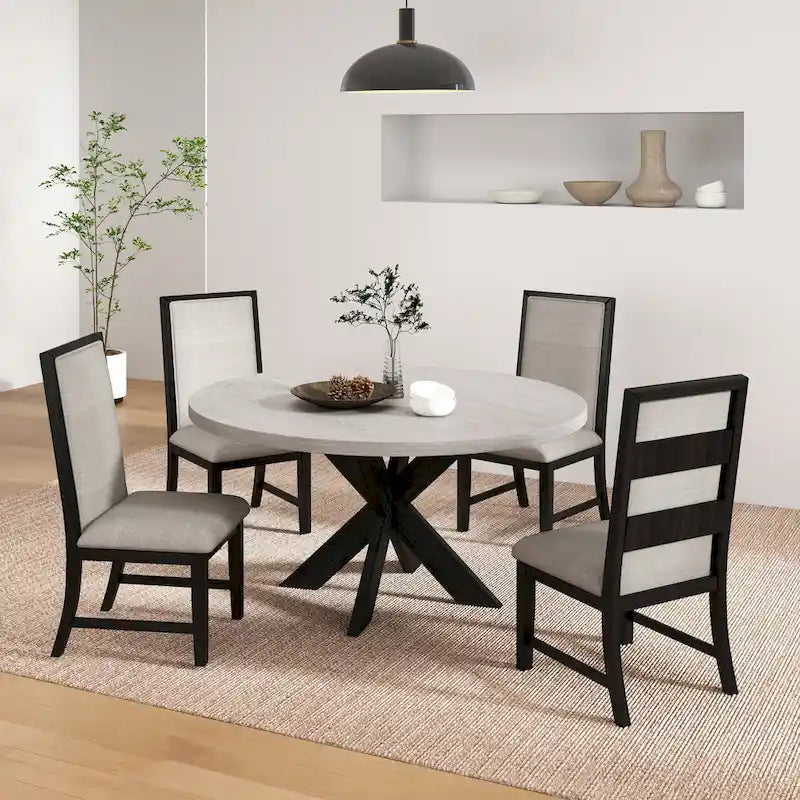 Gates 5-teiliges rundes Esszimmer-Set, Hellgrau