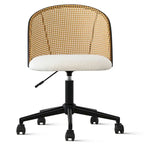 Bouclé-Rattan-Bürostuhl
