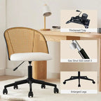 Bouclé-Rattan-Bürostuhl