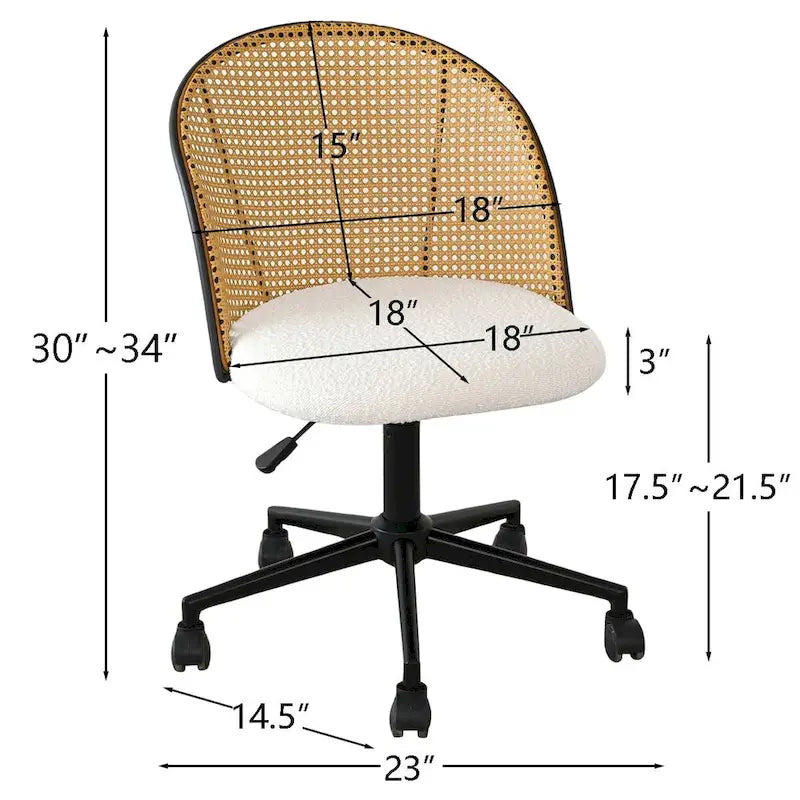 Bouclé-Rattan-Bürostuhl