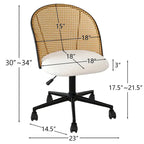 Bouclé-Rattan-Bürostuhl