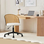 Bouclé-Rattan-Bürostuhl