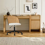 Bouclé-Rattan-Bürostuhl