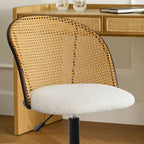 Bouclé-Rattan-Bürostuhl