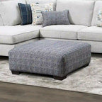 Frias Contemporary Multicolored Woven Fabric Pattern Ottoman by 